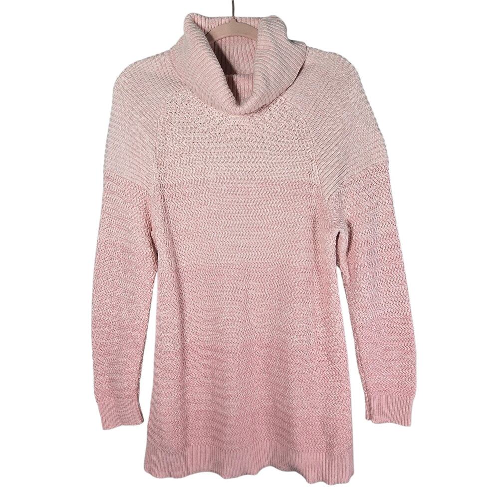 H By Halston Pink Ombre Sweater Tunic Womens Large Cowl Neck Knit Pullover